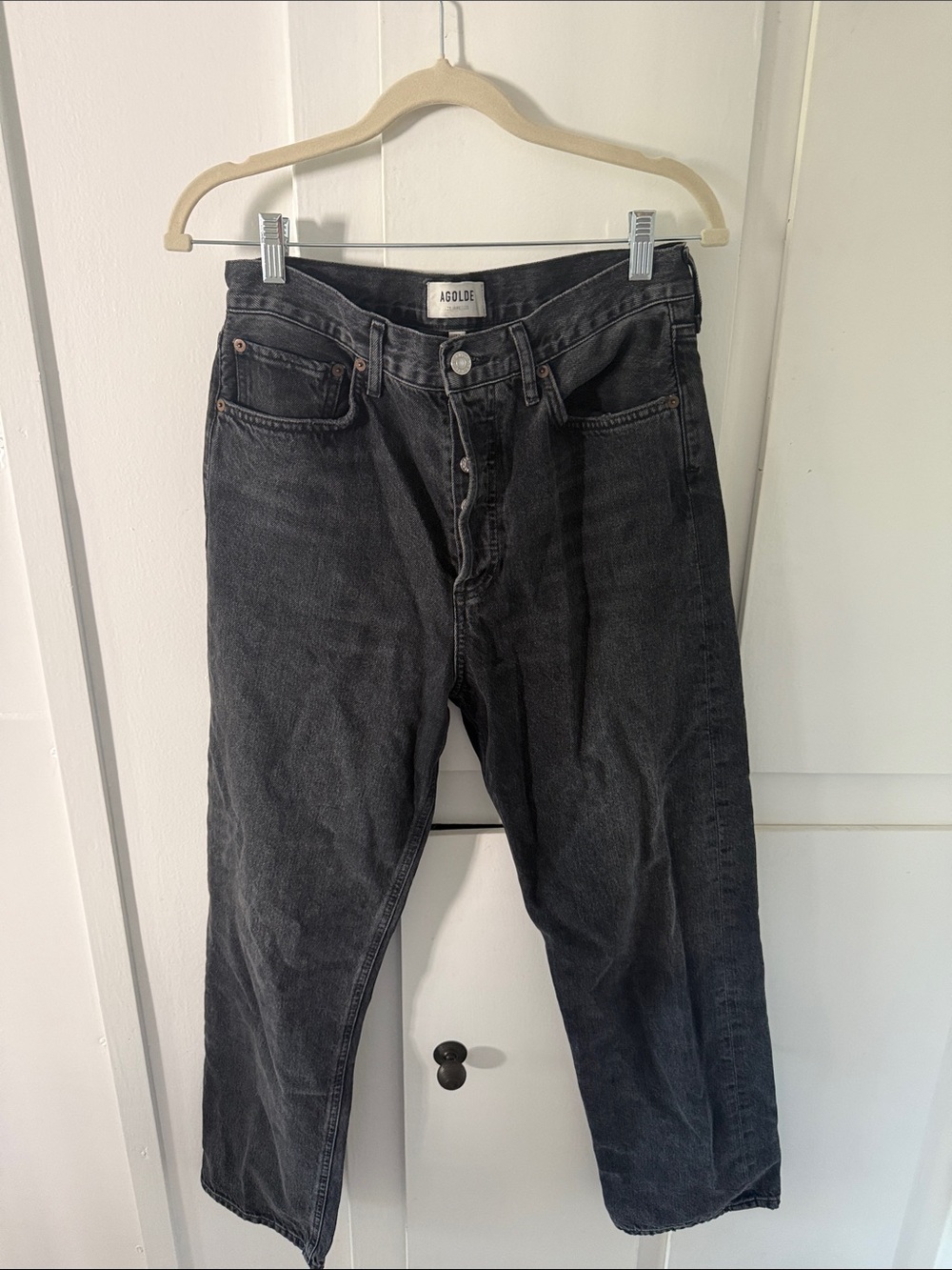 AGOLDE High-Rise Straight Jeans in Black 27